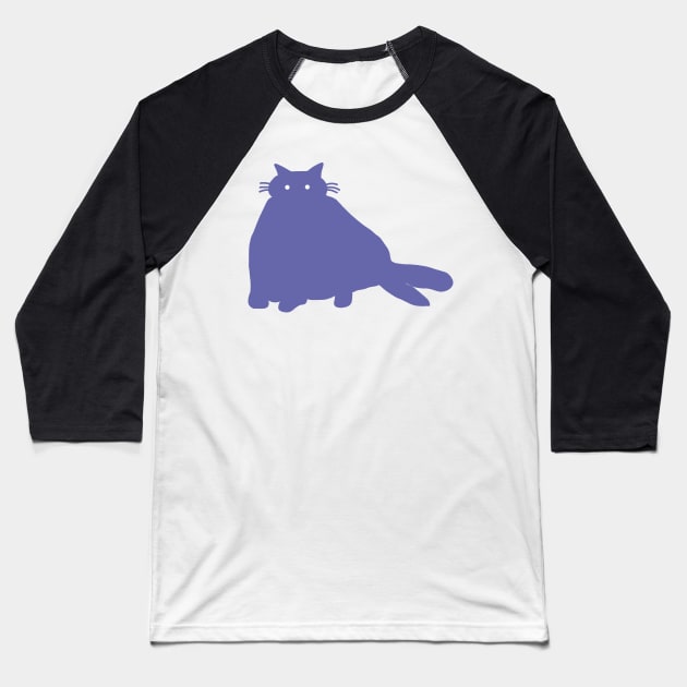 Mysterious Periwinkle Blue Chonk Kitty Cat Baseball T-Shirt by ellenhenryart